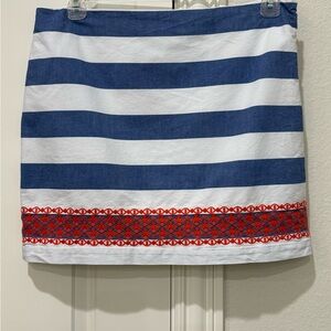 Ladies Vineyard Vines Blue Striped Embroidered Nautical Skirt Size 10